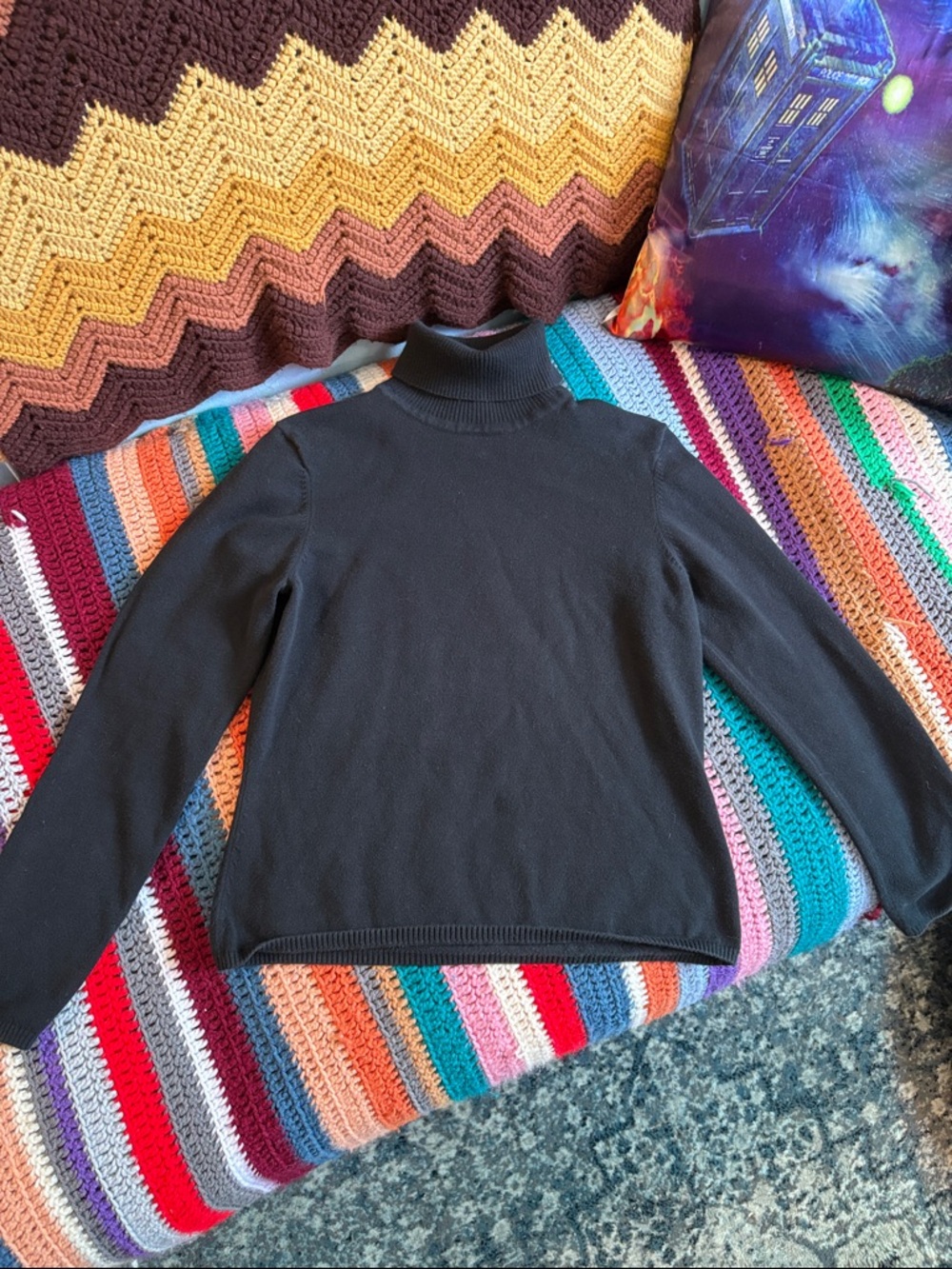 Talbots Black Knit Turtleneck Sweater